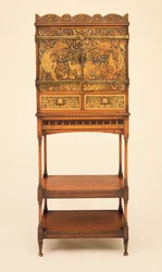 Music Cabinet and Stand with Wax Inlaid Scene of Orpheus Charming the Animals